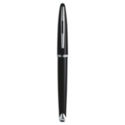 A capped Carene fountain pen with chrome trim stood upright. image number 2