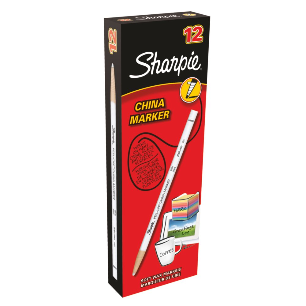 Sharpie 2060 Peel-Off China Marker, White, 12-Count
