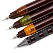 A closeup of four Isograph pen tips with different sized nibs. image number 4