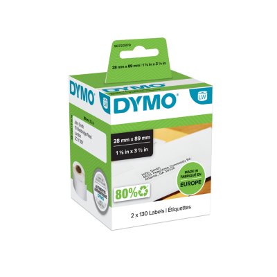 DYMO® LabelWriter standard-adressetiketter 28 x 89 mm, vita, 2 x 130 st