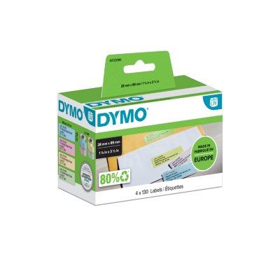 DYMO® Original Etikett für LabelWriter™, Adressetiketten, gelb, pink, blau, grün, permanent haftend, je 1 x 130 Etiketten