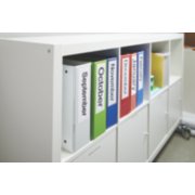binders organized by month with printed labels image number 2
