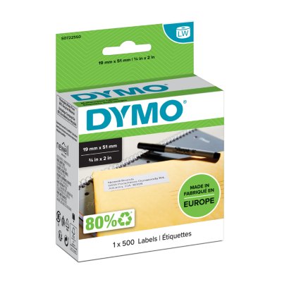 DYMO® LabelWriter universaletiketter 19 x 51 mm, vita, avtagbara, 1 x 500 st