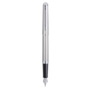 A Hemisphere fountain pen with chrome trim stood upright with nib pointing down. image number 1