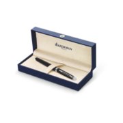 A capped Hemisphere pen with chrome trim in a gift box. image number 3