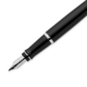 Closeup of an Expert fountain pen nib and barrel with chrome trim. image number 5