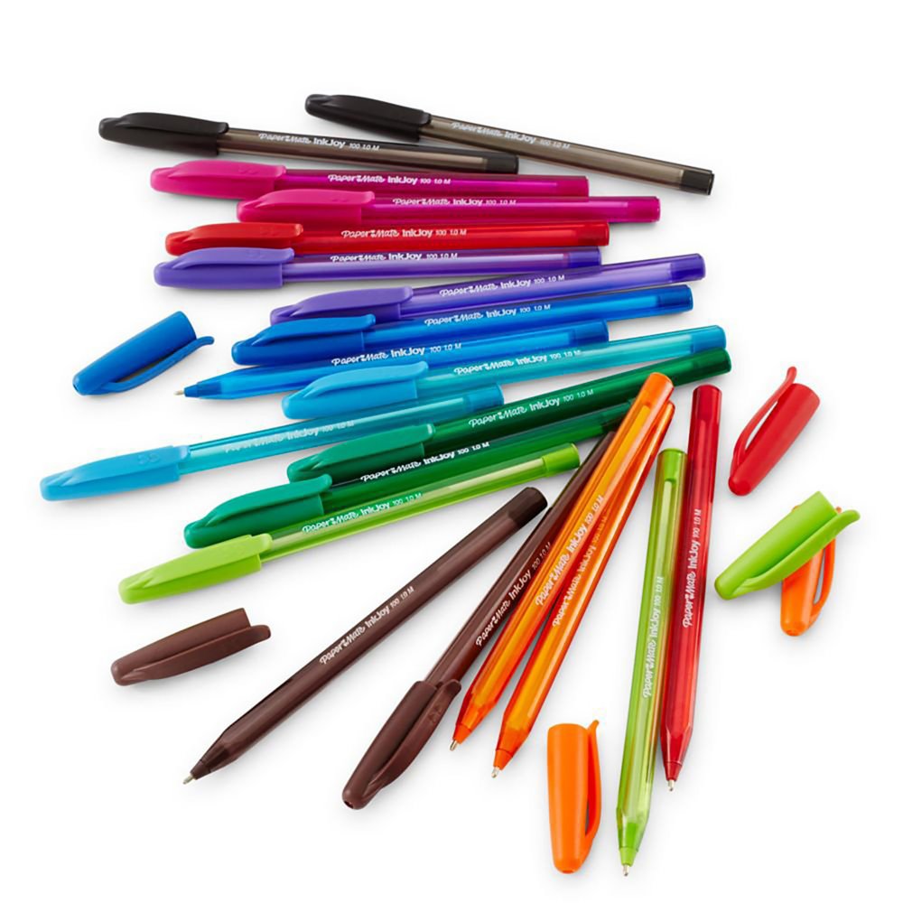 Papermate 'Inkjoy 100' Assorted Colours Ballpoint Pens School Office 8-Pack NEW 