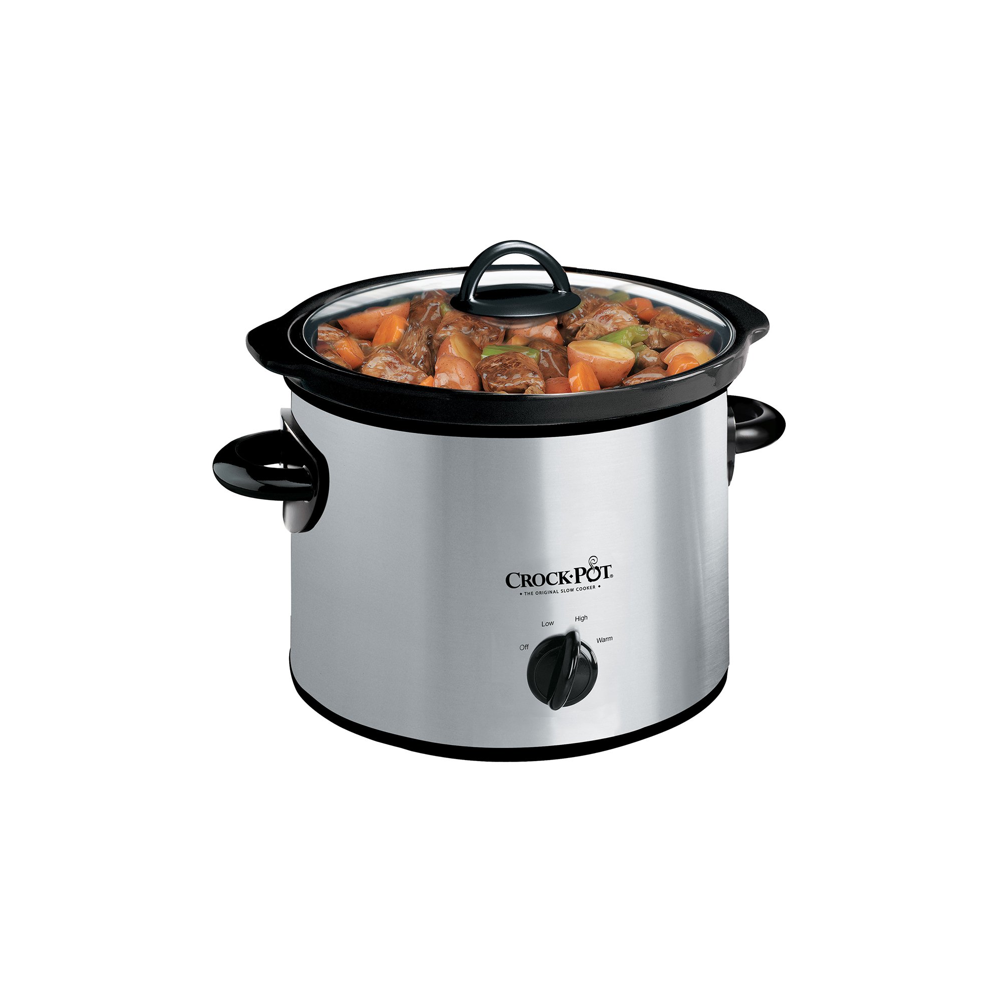 Crock-Pot Stainless Steel 3-Quart Round Manual Slow Cooker Dishwasher Safe