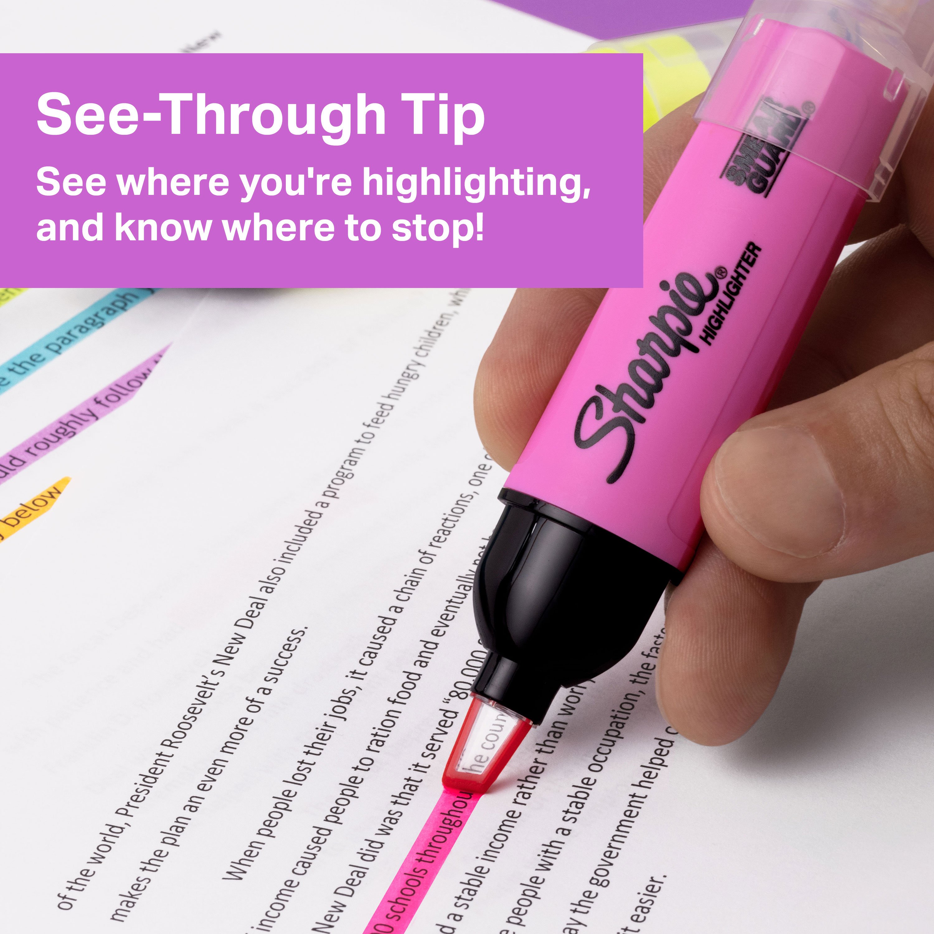 Sharpie Clear View Tank Highlighter, Chisel Tip, Yellow, 3/Pack (1904613)