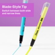 blade style tip switch between both wide and narrow lines blue highlighter and yellow highlighter image number 3