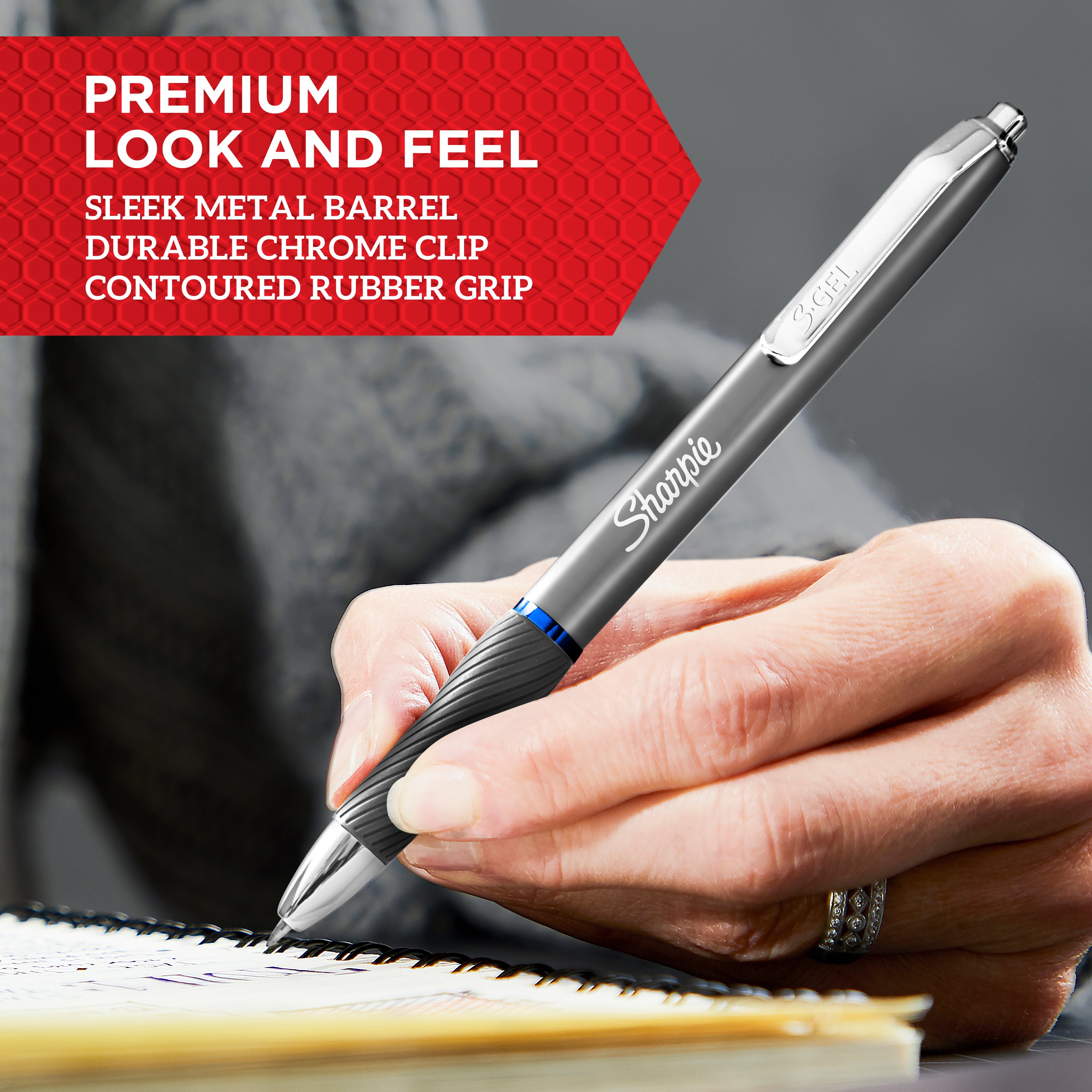 SHARPIE S-Gel, Gel Pens, Sleek Metal Barrel, Champagne, Medium Point  (0.7mm), Black Ink, 4 Count S-Gel, Gel Pens Pearl White Body, Black Gel Ink  Pens