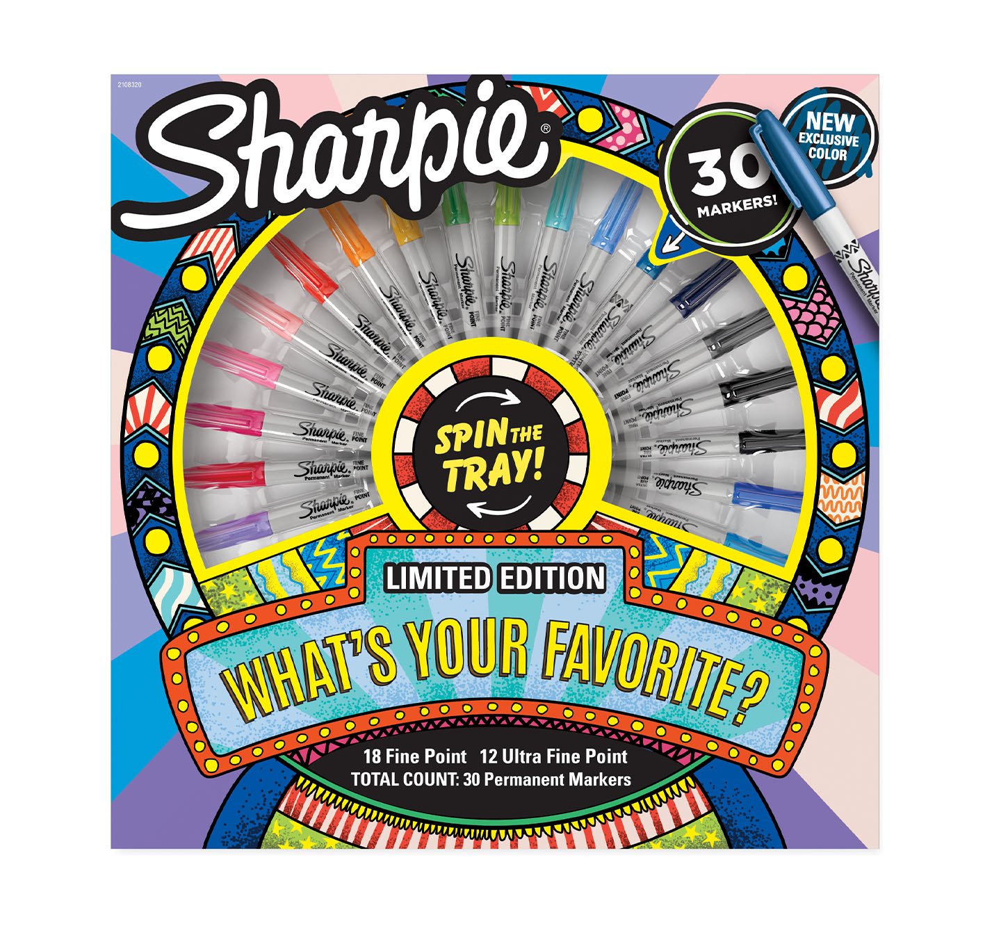 Sharpie Permanent Marker Spinner Pack, Includes Spinning Tray, Fine and  Ultra-Fine Tip Markers, Assorted Colors, Special Edition, 30 Count