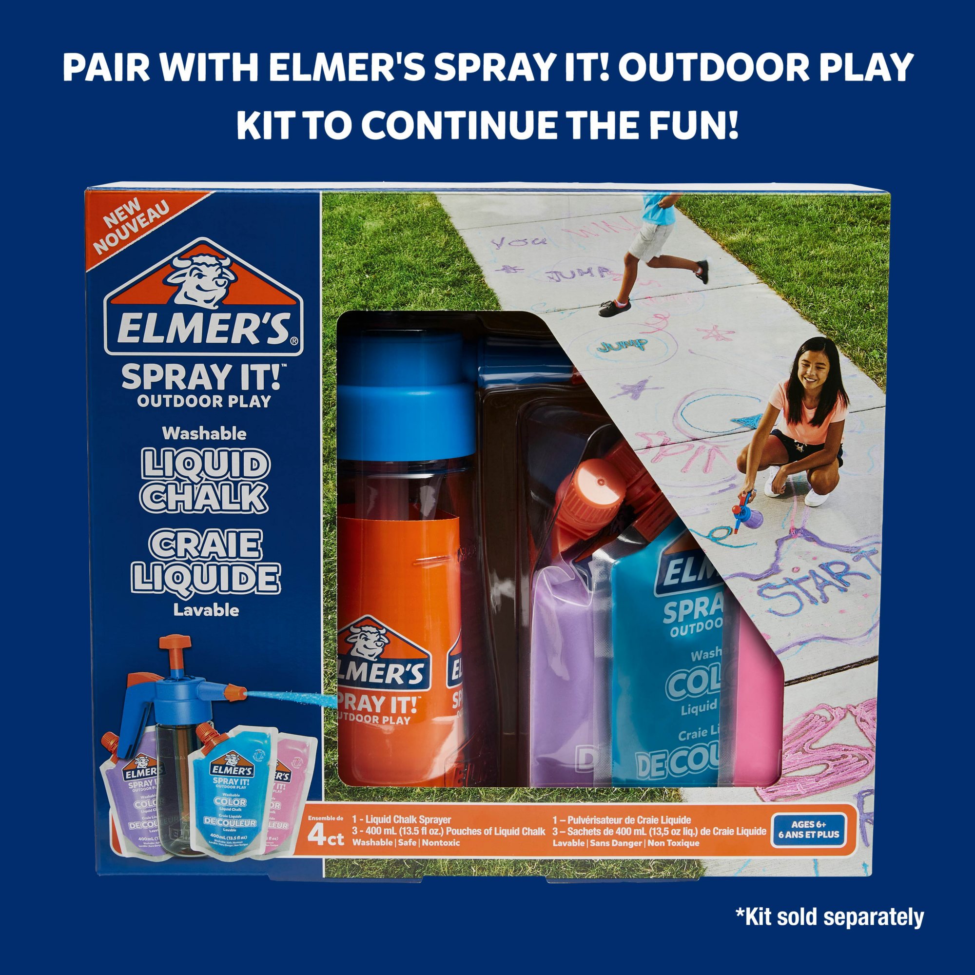Elmer's Spray It! Outdoor Washable Liquid Spray Chalk Pouch - Pink 13.5 fl oz