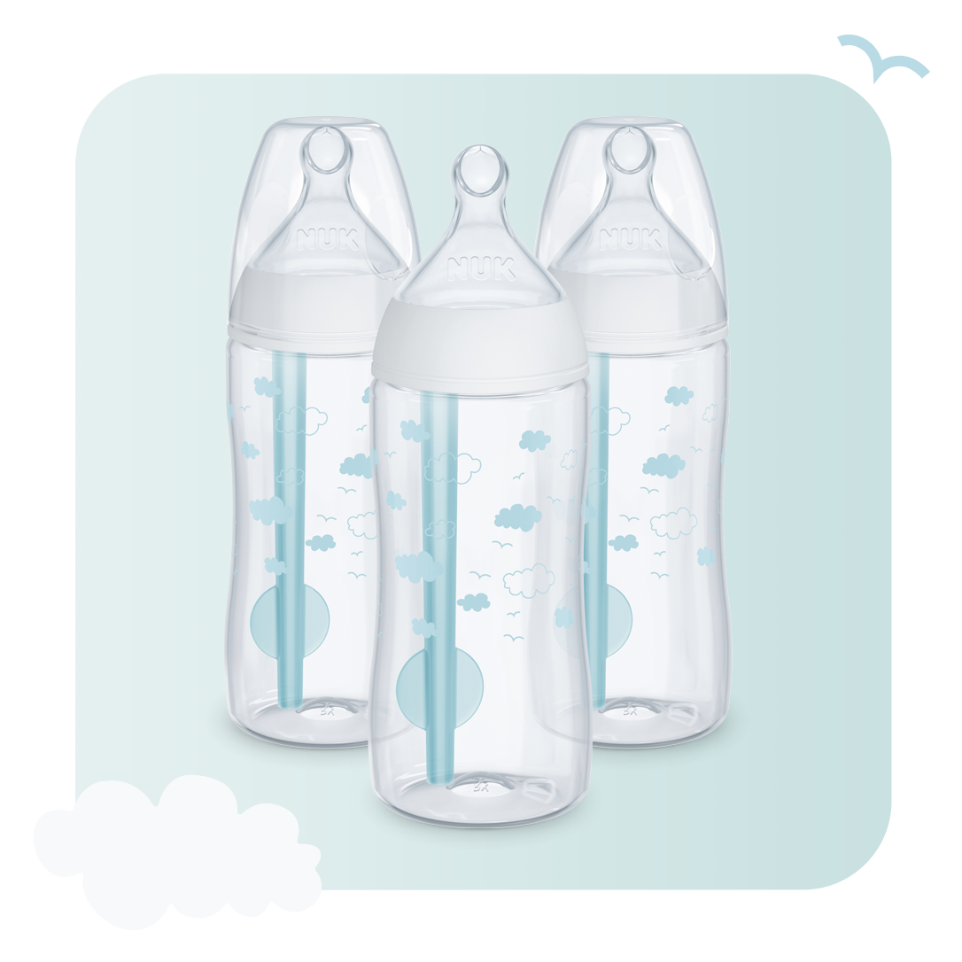 Set of three baby bottles