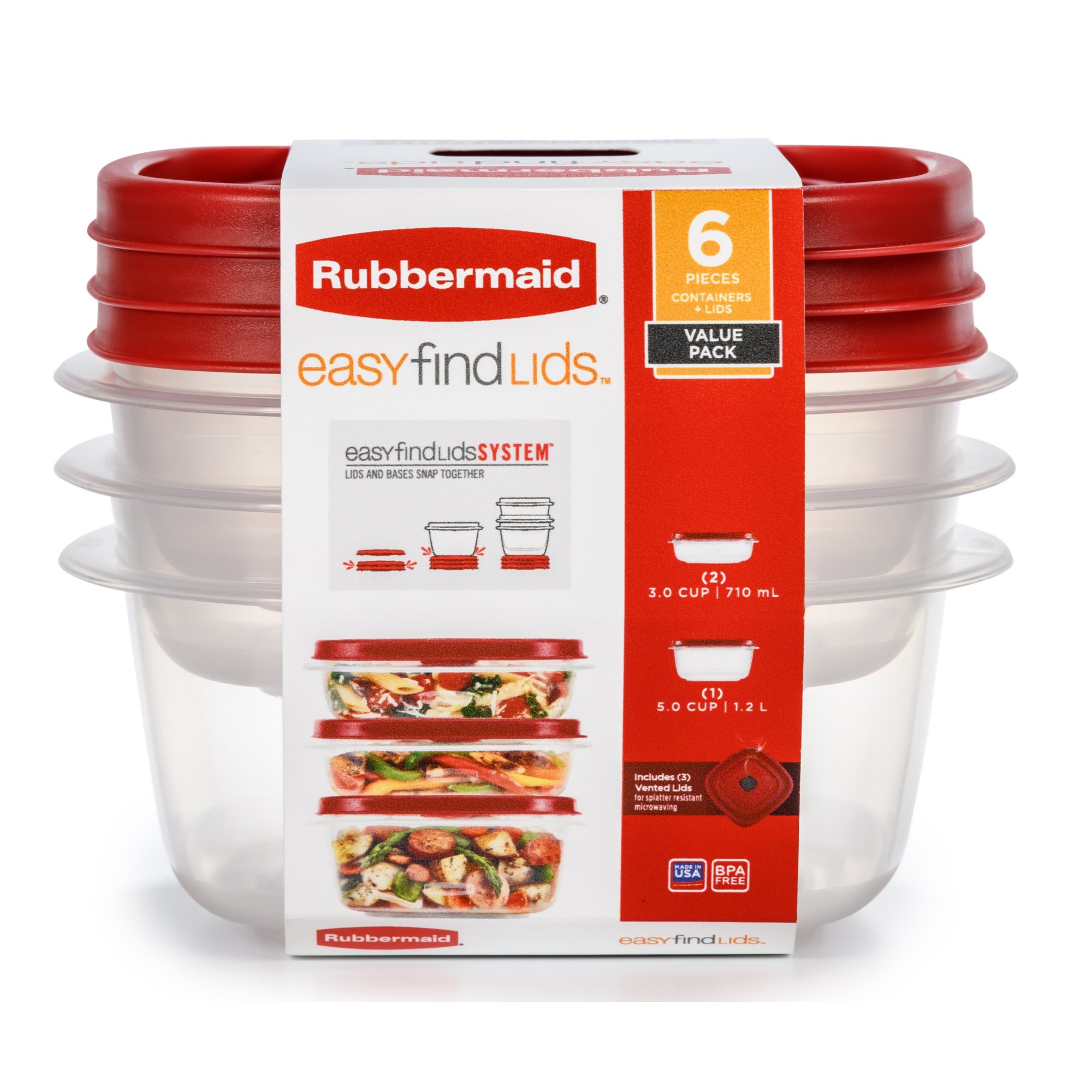 Rubbermaid Home 2039756 Easy Find Lids Durable Food Container Pack