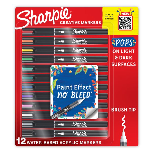 Sharpie Creative Markers, WaterBased Acrylic Markers, Brush Tip Sharpie