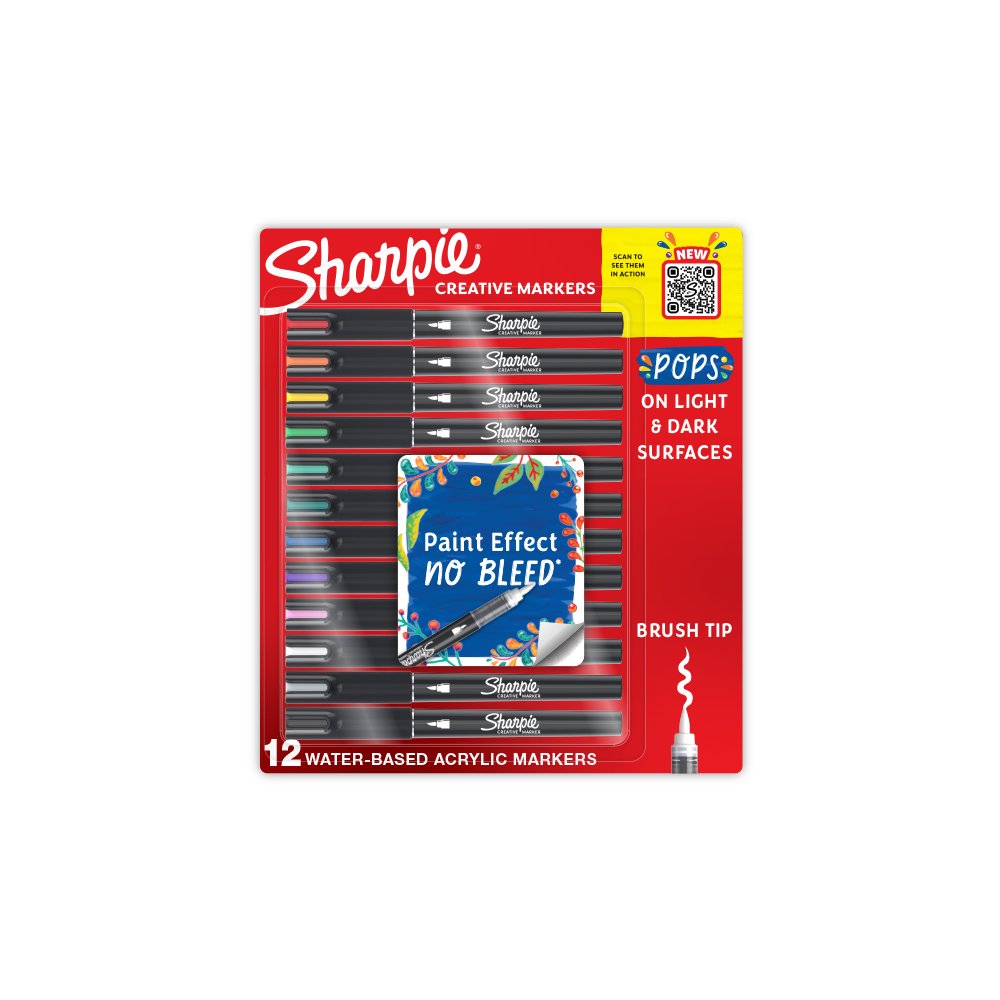 Sharpie Creative Markers, WaterBased Acrylic Markers, Brush Tip Sharpie