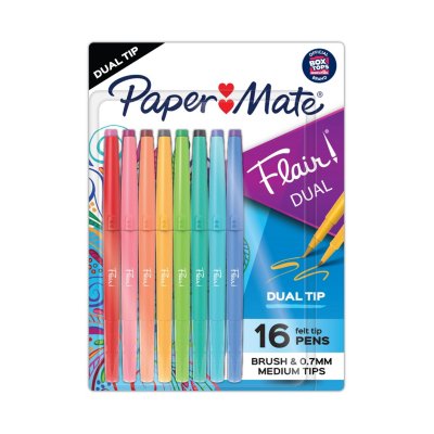 Paper Mate Flair DUAL Pens, Brush & Medium Tips (0.7mm)