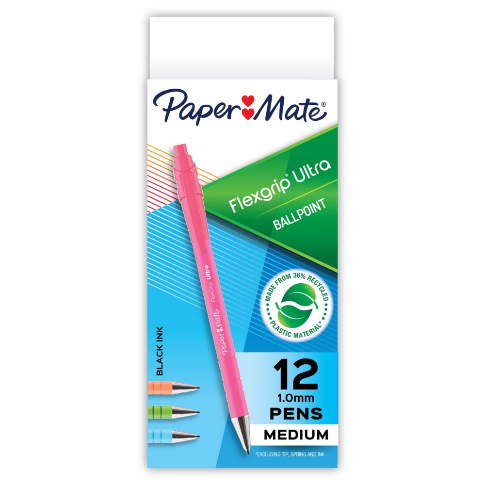 Paper Mate FlexGrip Ultra Retractable Ballpoint Pens, Medium Point (1.0mm)