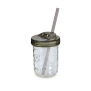 mason jar with lid and straw image number 2
