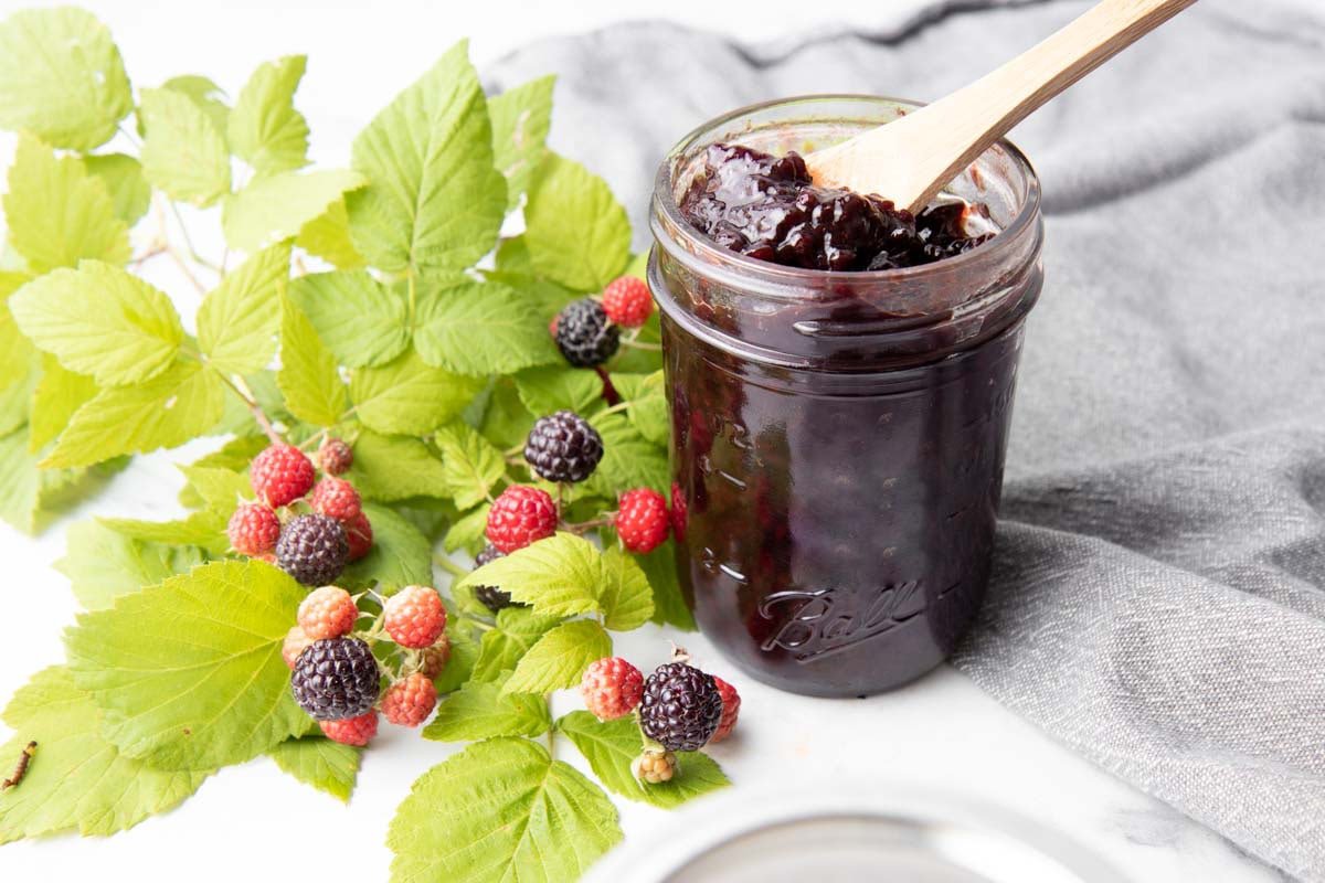Jar of black raspberry jam