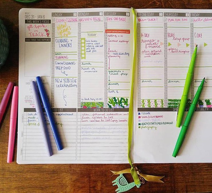 Assorted Flair pens on a day planner