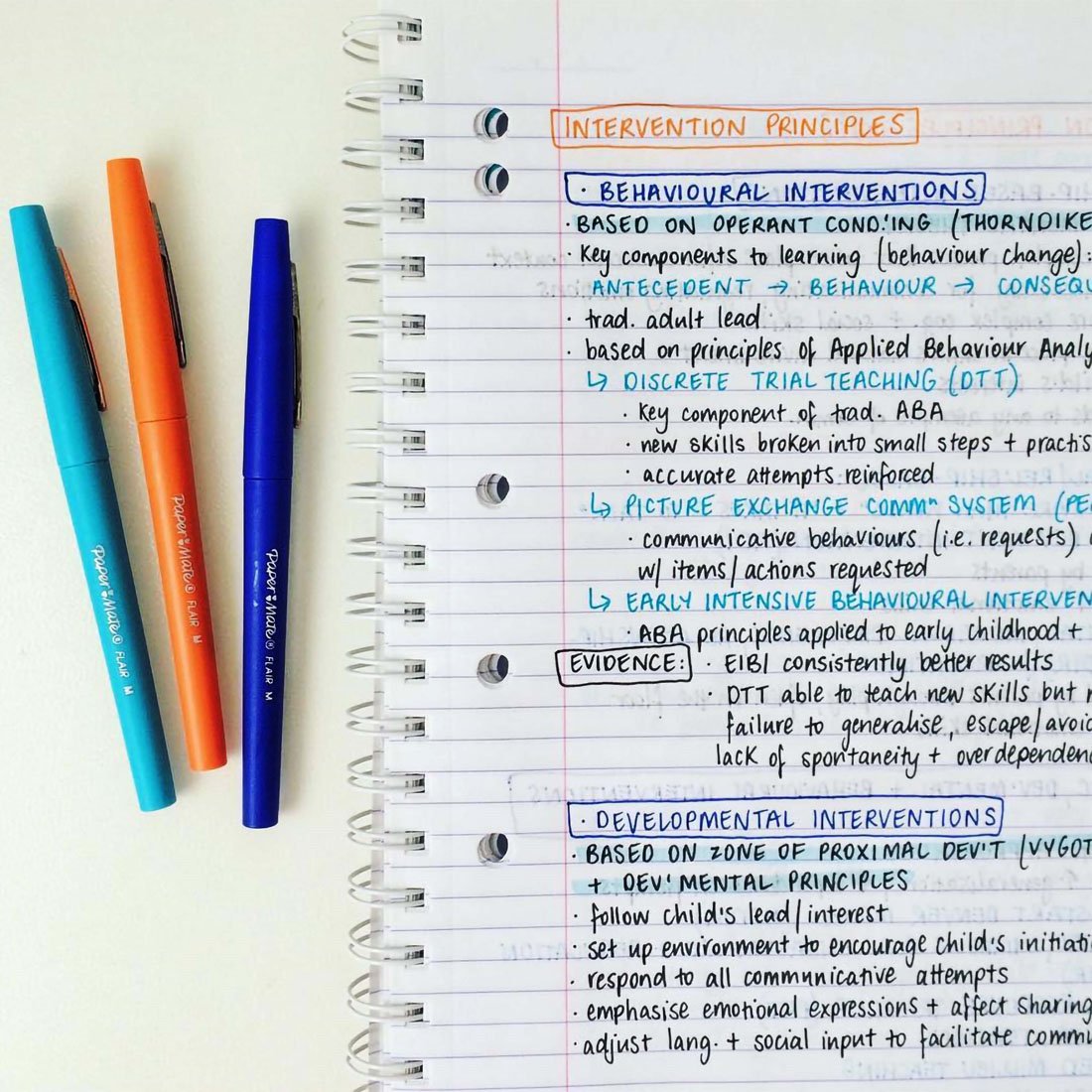 Notes taking ideas, colour pens