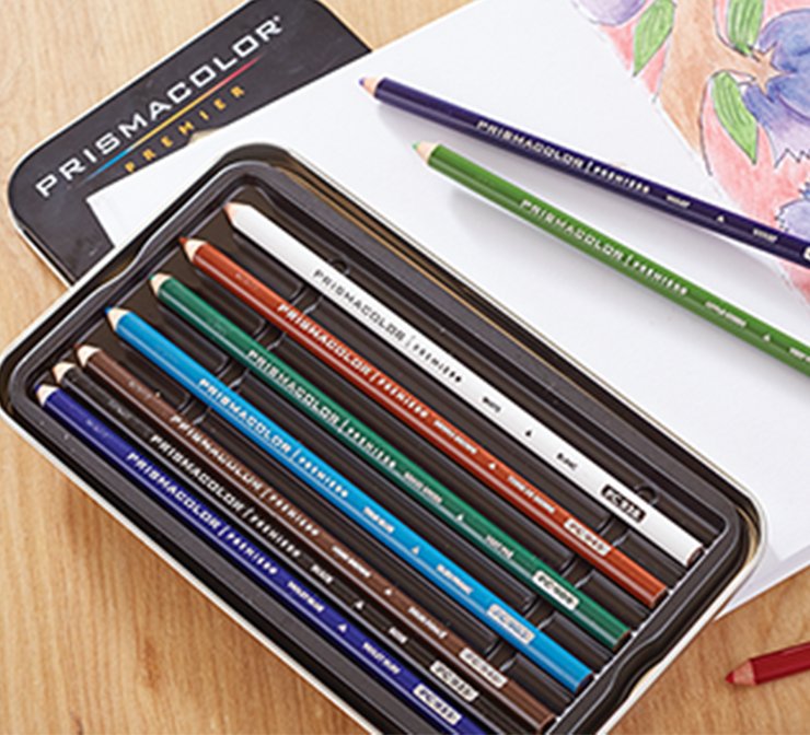 Colored pencils in pencil storage case