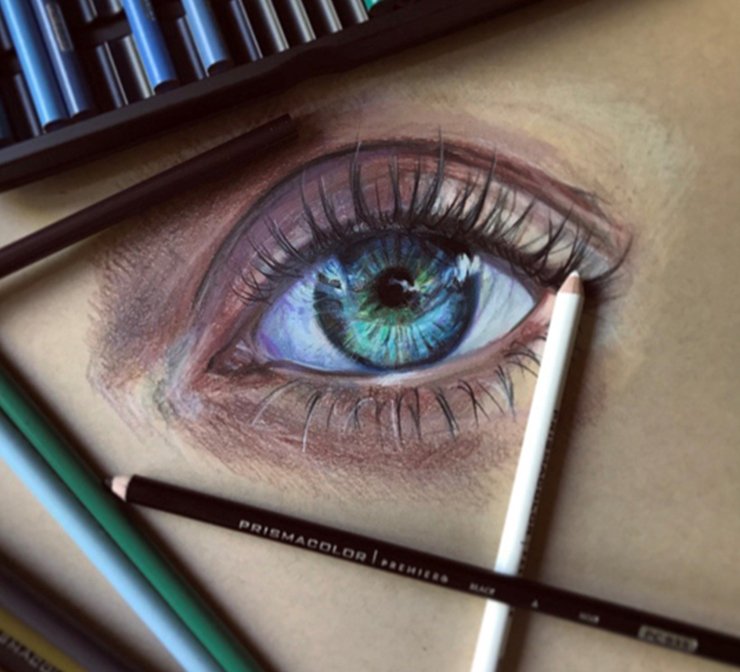 how to draw a realistic eye in color