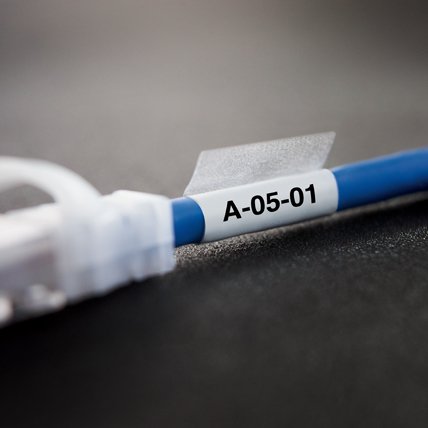 Closeup of a cable wrap label.