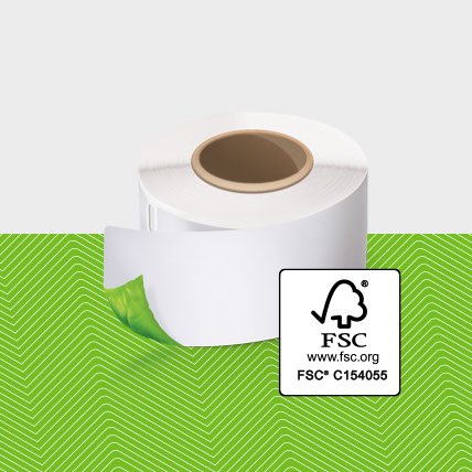A roll of white labels.