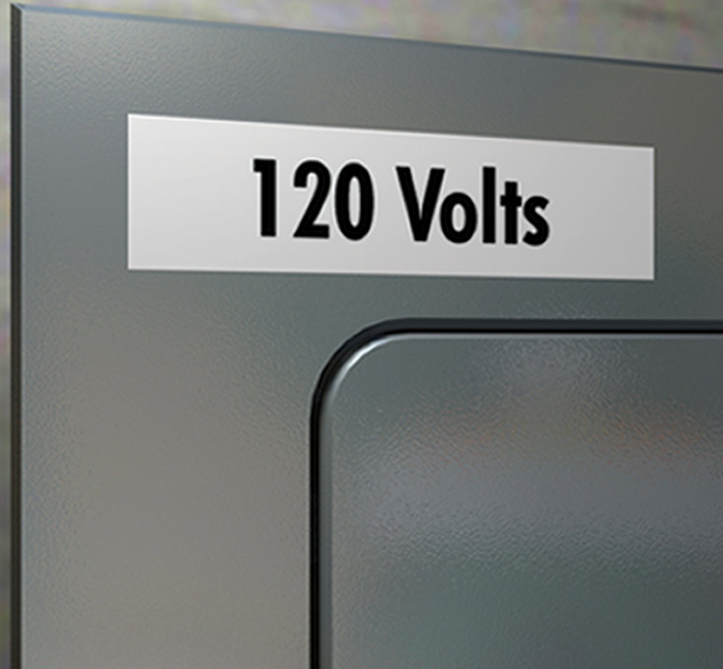 Closeup of a label that reads 120 volts.