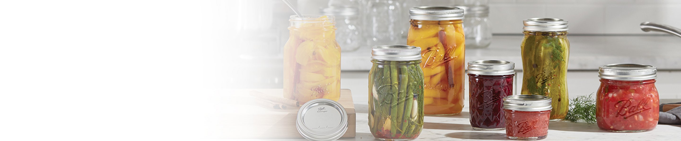 ball canning jars on counter