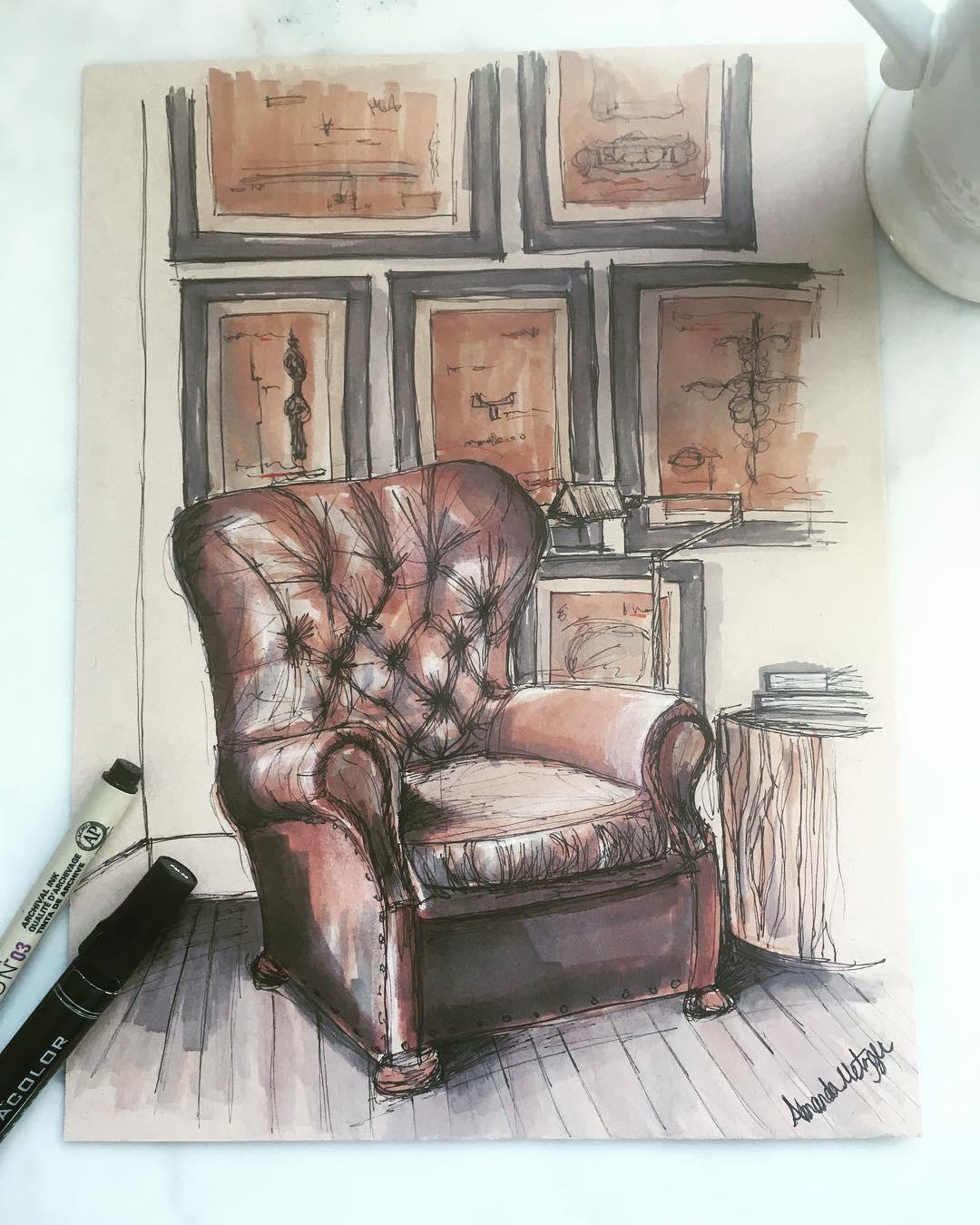 Living Room Pencil Drawing Baci Living Room