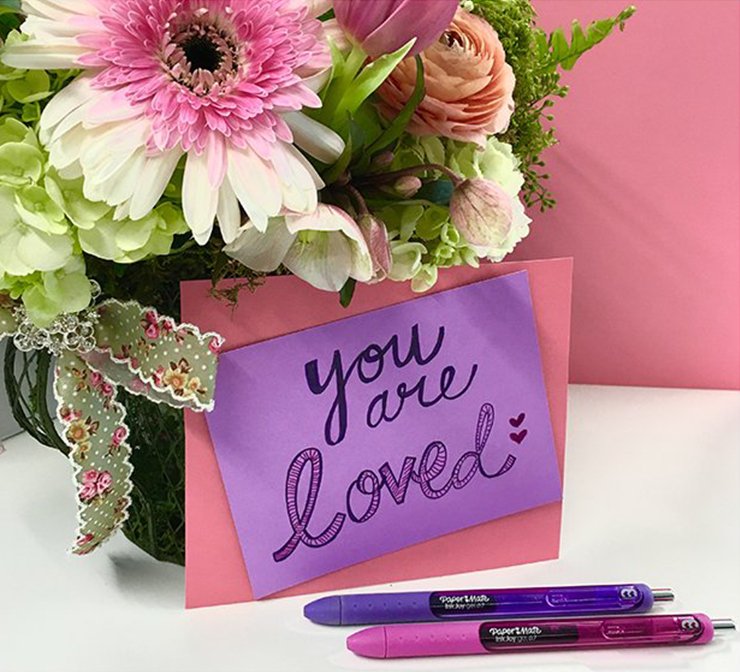 Purple and pink ink joy pens