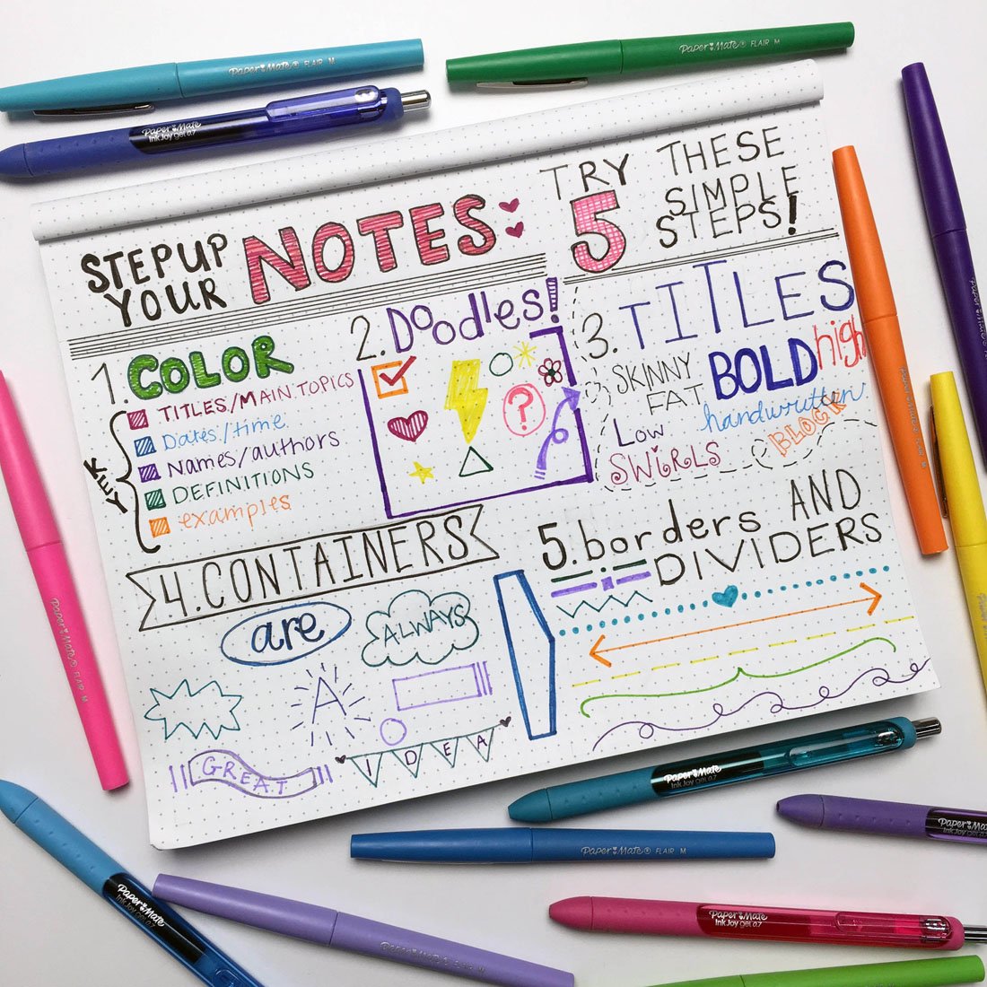 Notes taking ideas, colour pens
