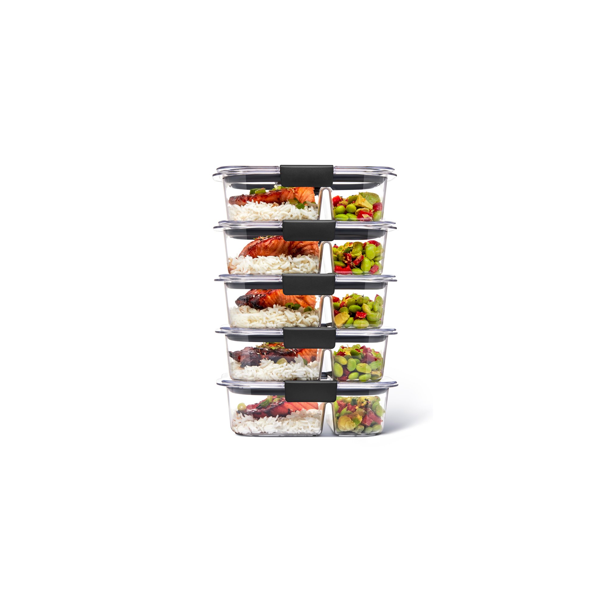 Rubbermaid® Brilliance™ Meal Prep Containers, 2-Compartment Food Storage  Containers, 2.85 Cup, 5-Pack