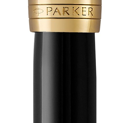 PARKER Duofold International Fountain Pen, Classic Black with Gold Trim,  Medium Solid Gold Nib, Black Ink and Convertor (1931384) : :  Office Products