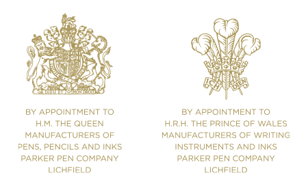 A royal warrant appointed by the Queen next to a royal warrant appointed by the Prince of Wales.