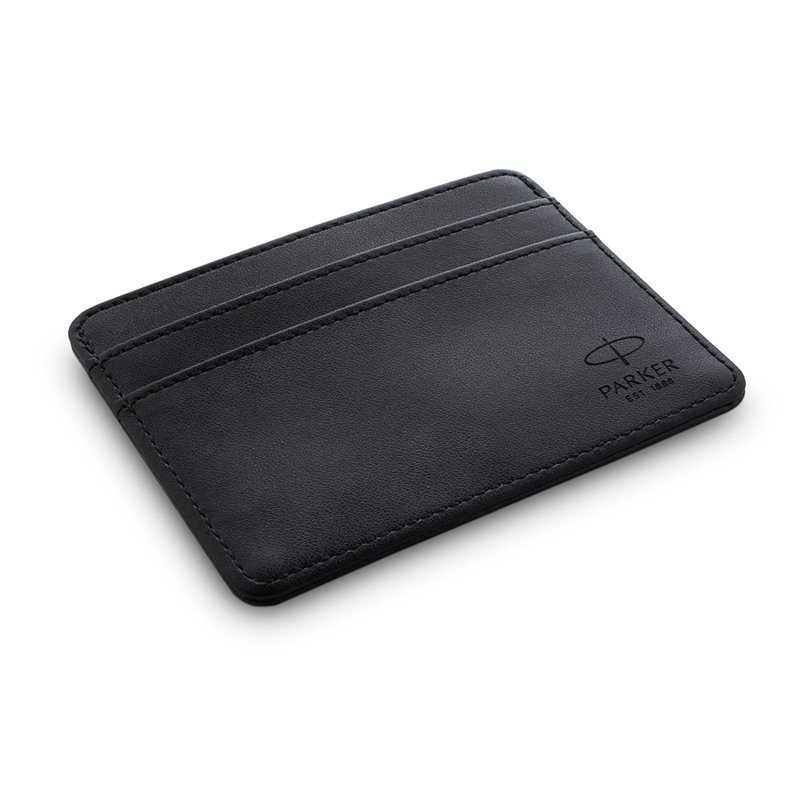 A black card holder with two card slots.
