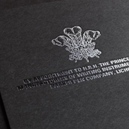 Closeup of Royal Warrant appointed by the Prince of Wales.