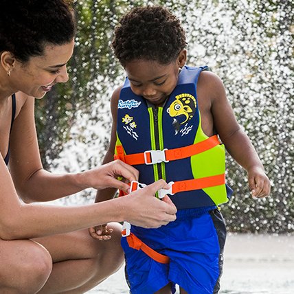 child in life jacket