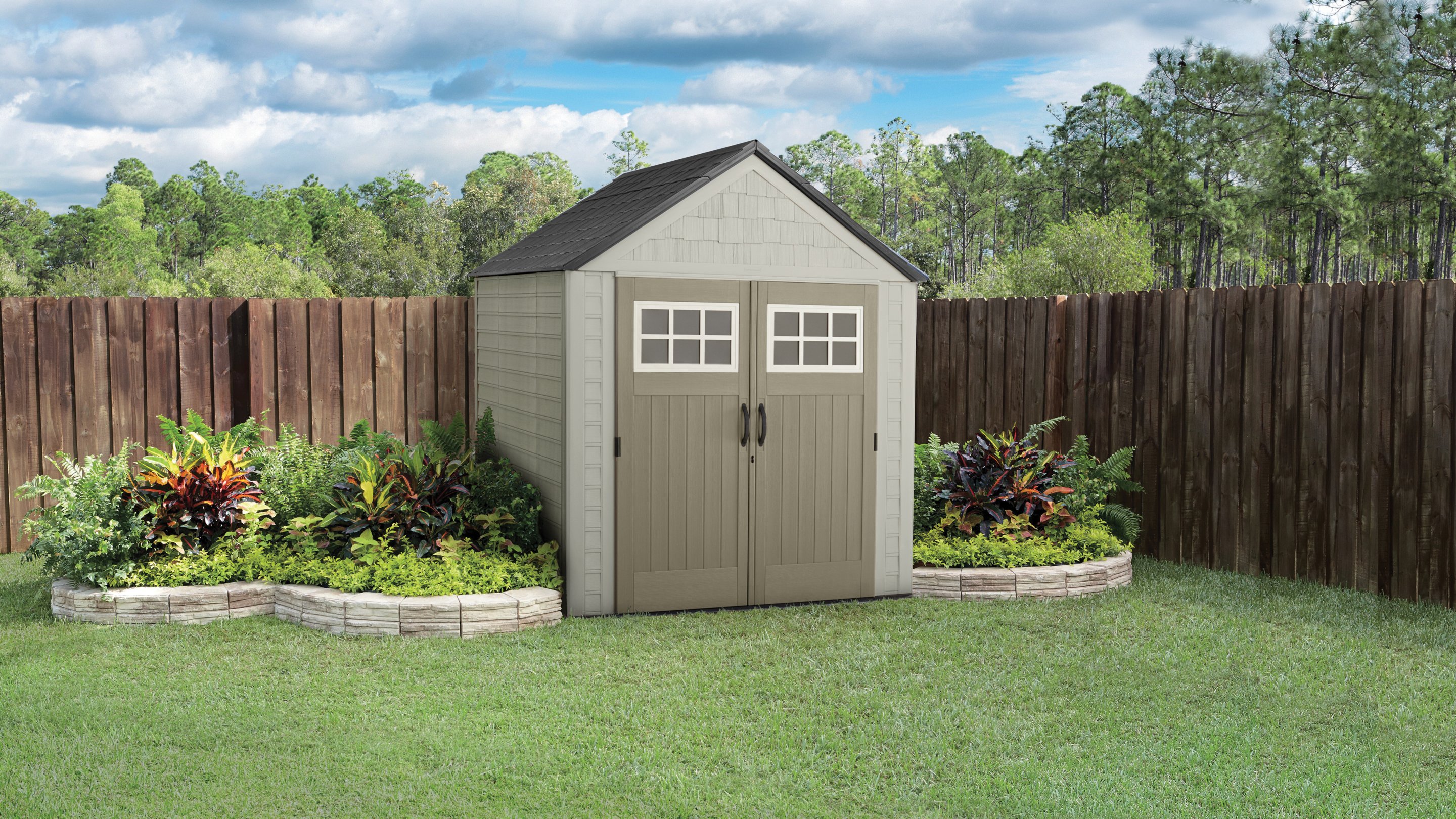 Roughneck Sheds Customizable Outdoor, Rubbermaid Outdoor Vertical Storage Shed Shelves