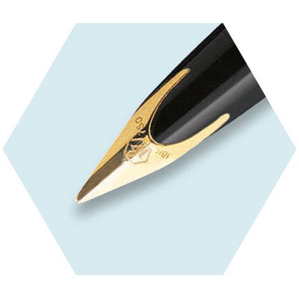 Closeup of a Carene fountain pen nib.