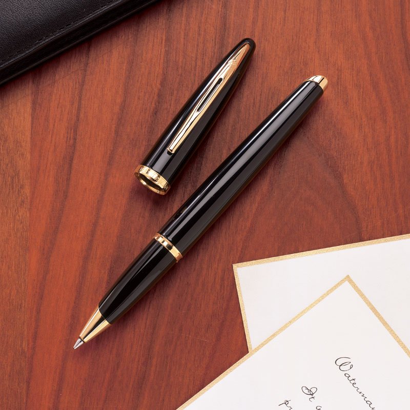 WATERMAN Carène Deluxe Stylo plume, Noir brillant et plaqué argent