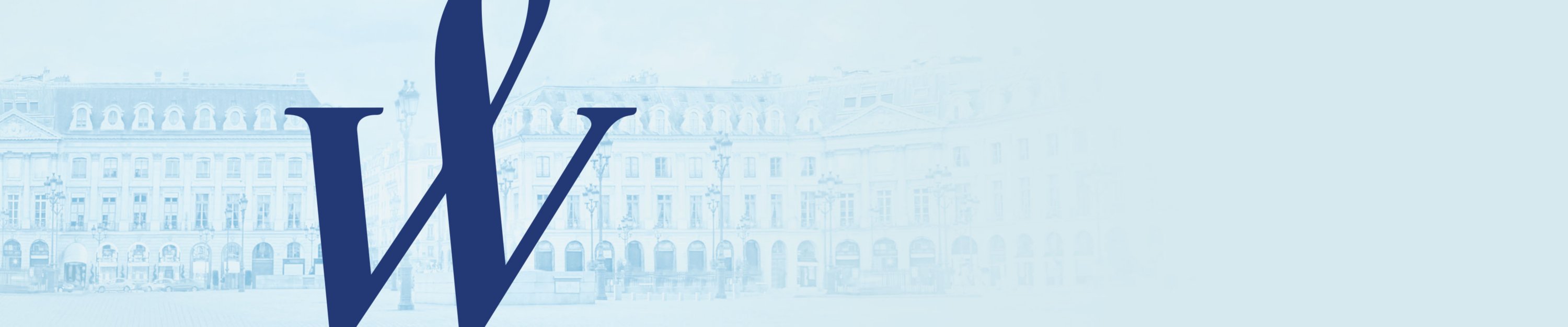 The Waterman looped W over an illustrated background of Parisian buildings.