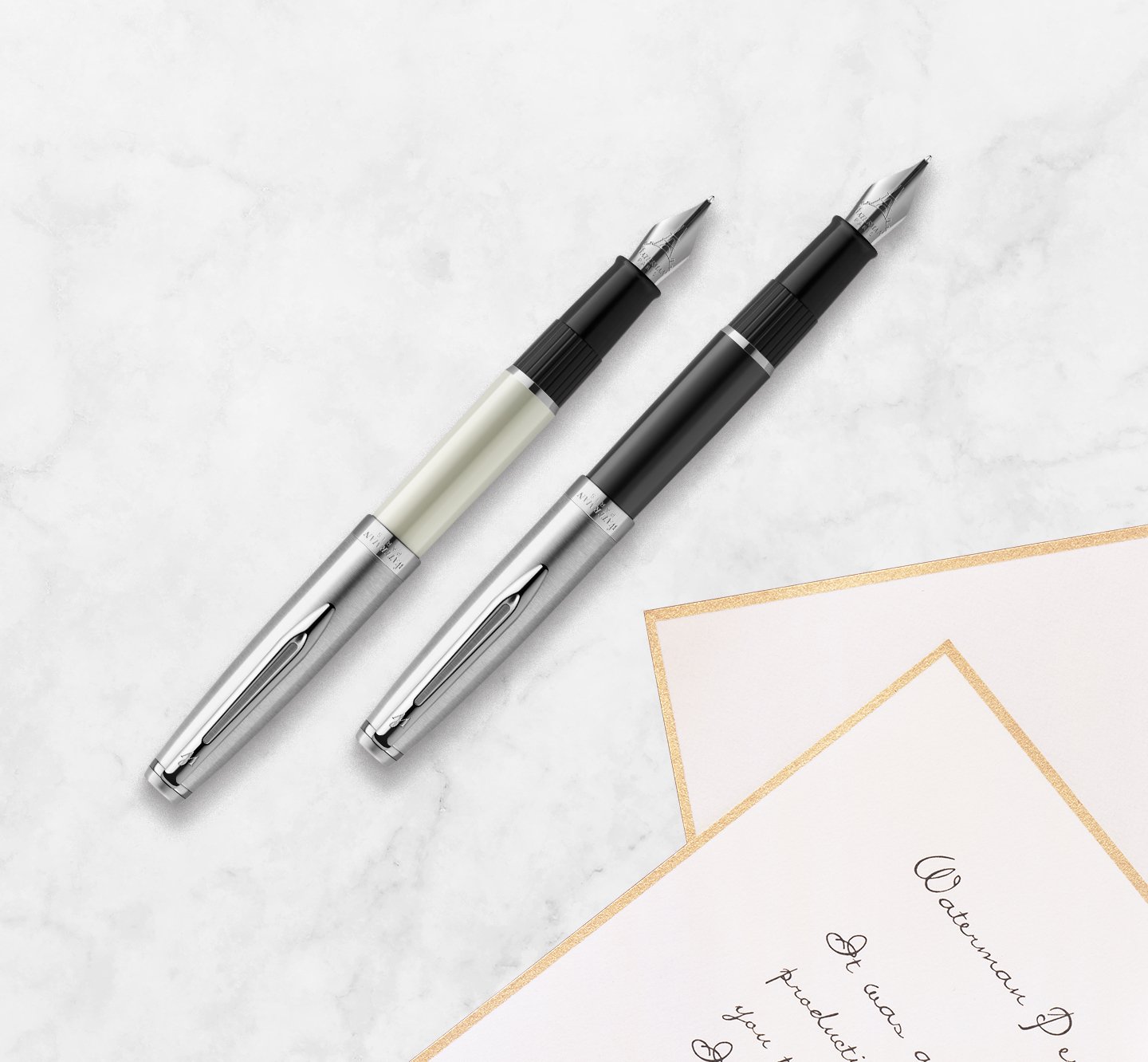 Stylo Plume Waterman Chrome Argenté + Effaceur - Neuf Avec étiquettes