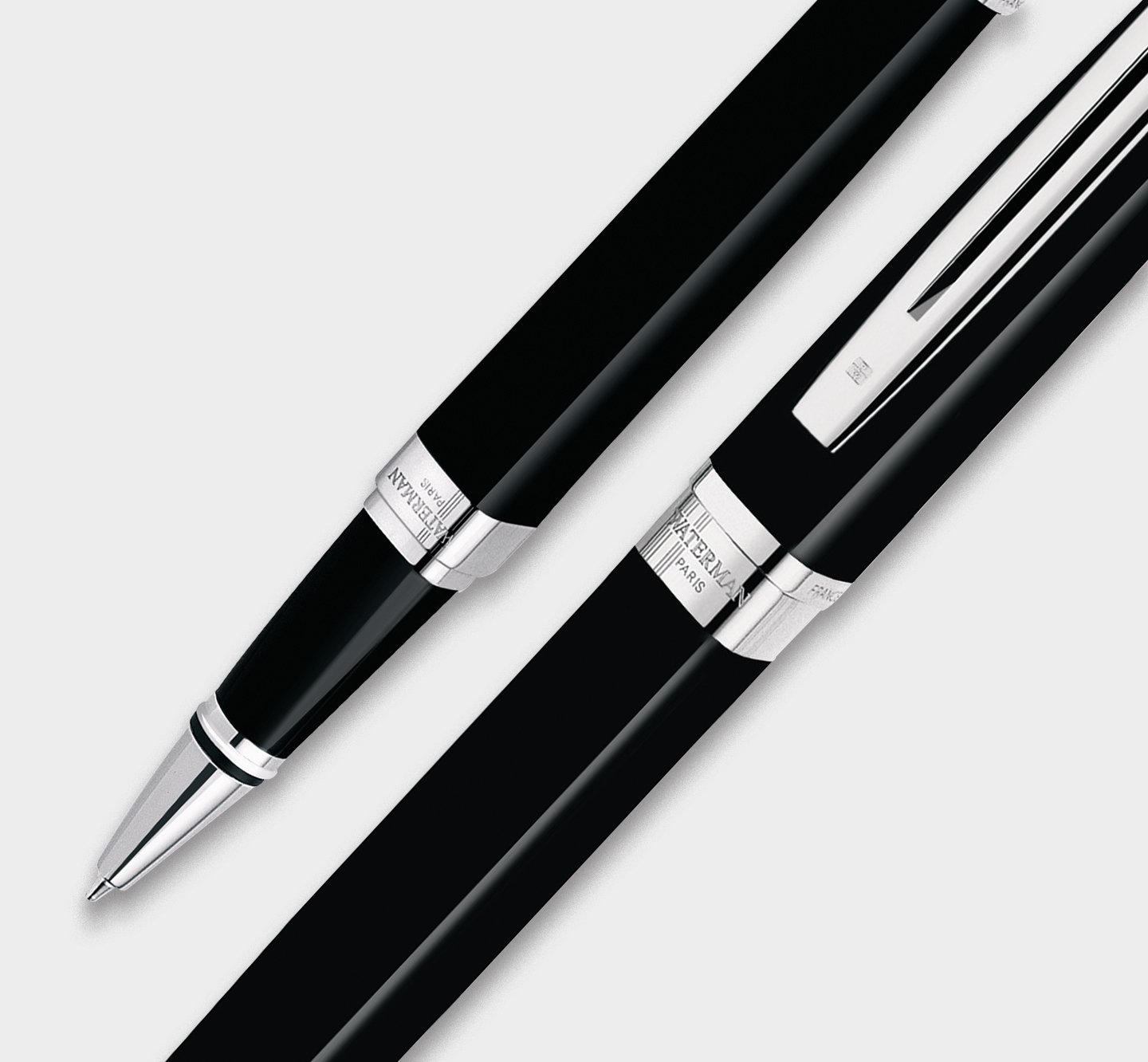 Stylo Roller Waterman Exception Rare En Laque Noire Et Chrome Sans Clip - Occasion, Pièce Collector