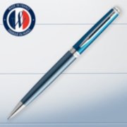A Hemisphere Anniversary ballpoint pen with chrome trim over an illustrated background. image number 2