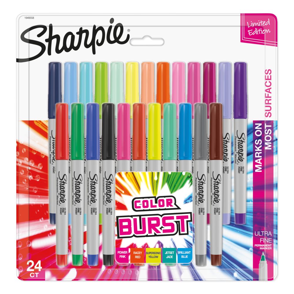 Permanent Markers Pens Pack Assorted Multi Colour Sharpe Fine Point Felt Tip Kid 